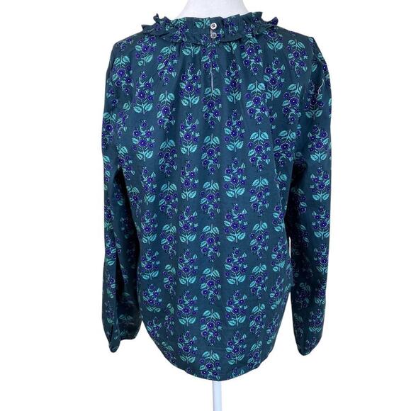J. Crew Long-sleeve Ruffleneck Poplin Blouse Floral Print Cottagecore Modest Lg - Picture 12 of 16